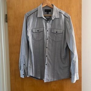 INC Mens Dobby Topper Shirt, Gray, Size M